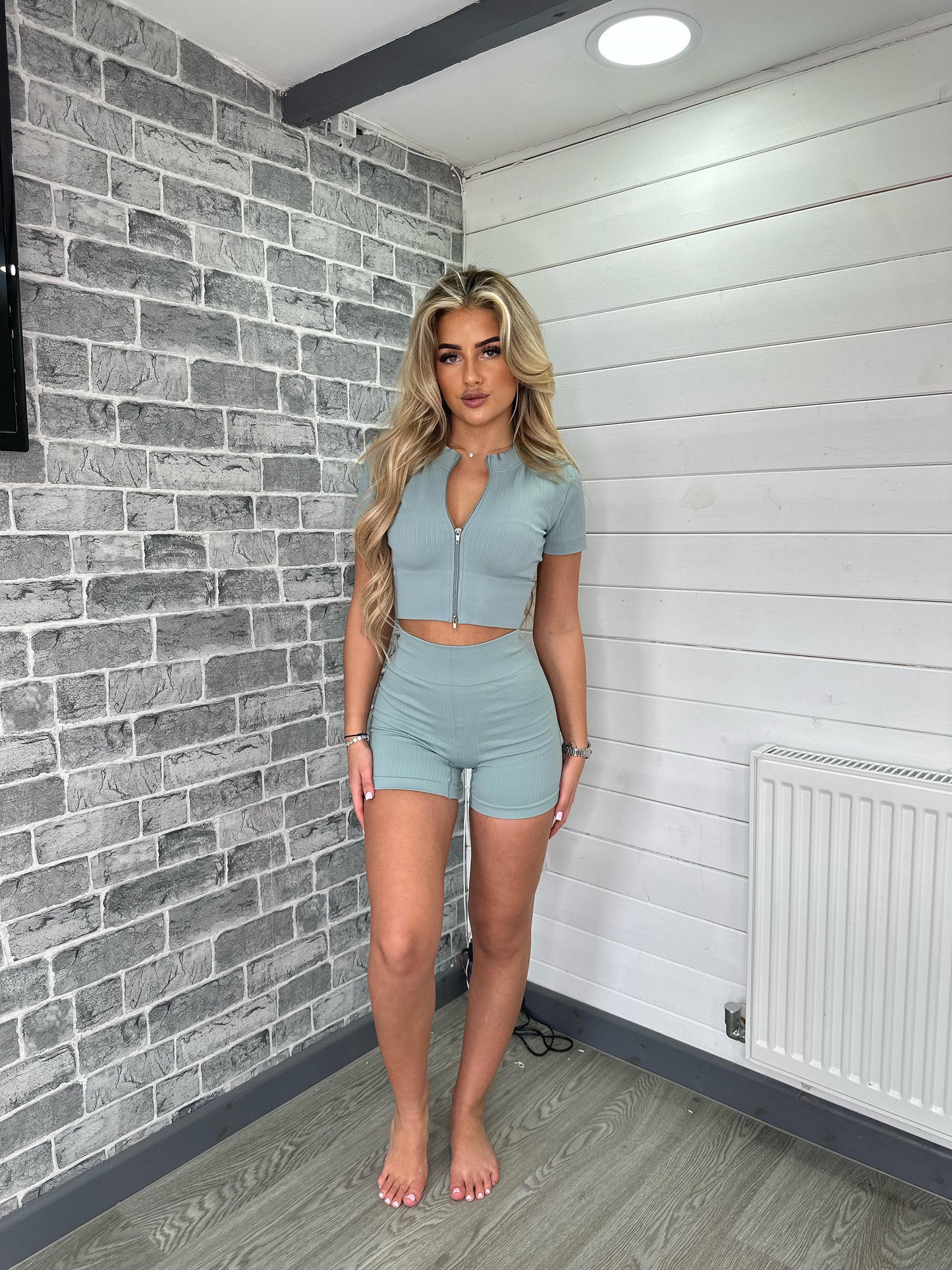 Daisy Ribbed Shorts Gym Set