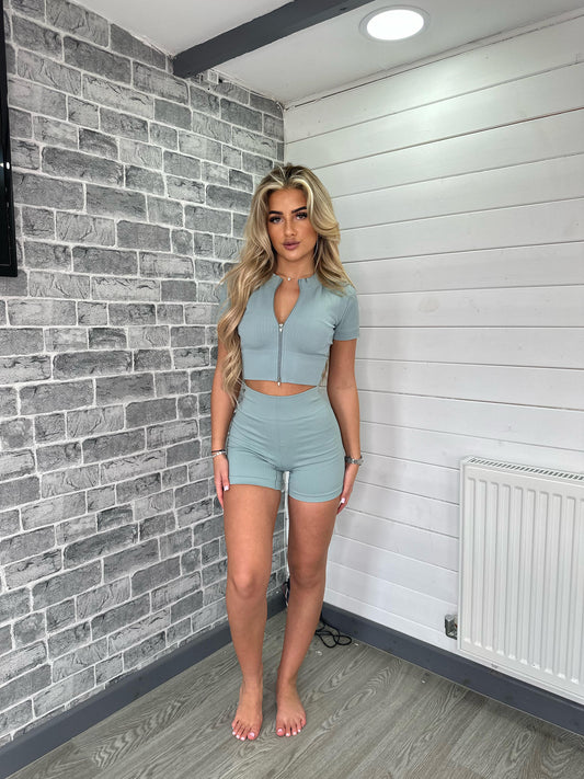 Daisy Ribbed Shorts Gym Set