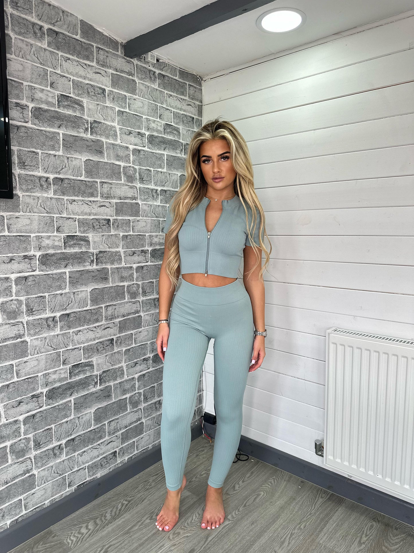 Daisy Ribbed Leggings Gym Set